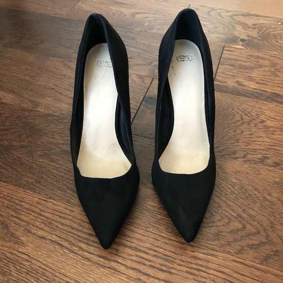 ASOS Black Suede Pointy Toe Heels - Picture 5 of 9